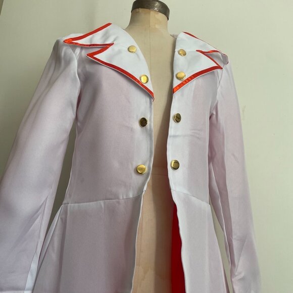 White and Red Long Military Uniform Style Cosplay Coat - Picture 2 of 11